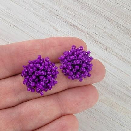 Royal Purple 15mm Small Seed Bead Topper, 1 Pair, Seed Bead #38