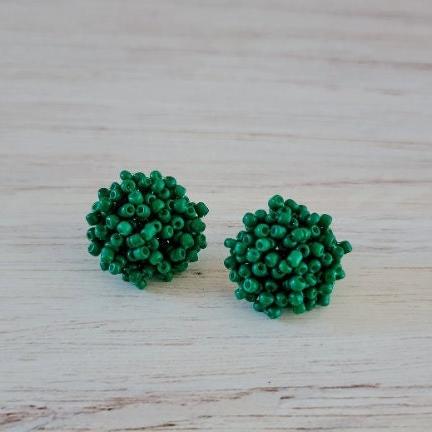 Emerald Green 15mm Small Seed Bead Topper, 1 Pair, Seed Bead #25
