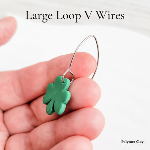 Rose Gold Large Loop V Ear Wires (5mm Surgical Stainless Steel Marquise Hooks), 20 Pieces, Earring Hook #59