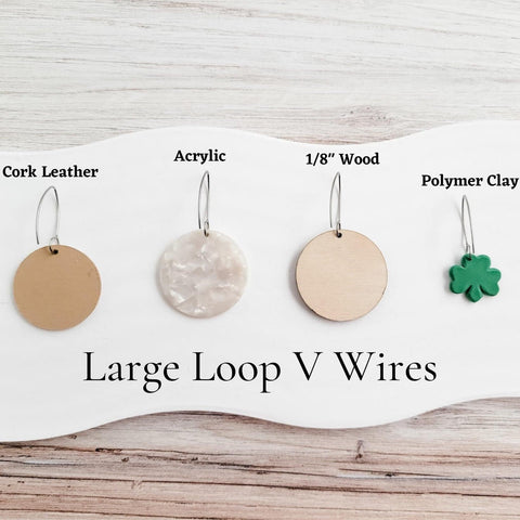 Silver Large Loop V Ear Wires (5mm Surgical Stainless Steel Marquise Hooks), 20 Pieces, Earring Hook #58