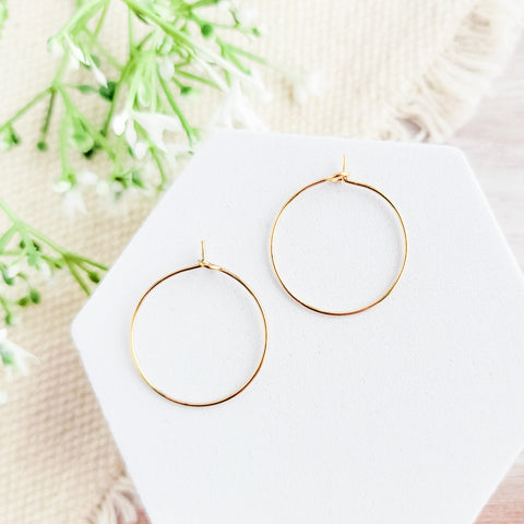 Gold 30mm Round Wine Hoop Stainless Steel Ear Wires, 10 Pieces, Hoop #28