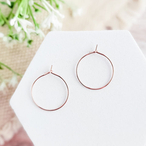 Rose Gold 20mm Round Wine Hoop Stainless Steel Ear Wires, 10 Pieces, Hoop #18