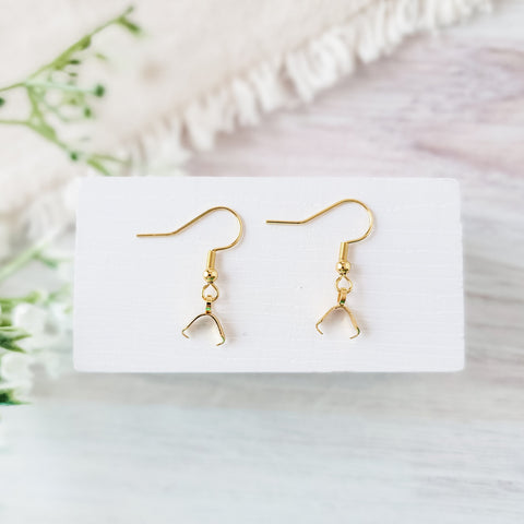 Gold Pinch Bail Stainless Steel Ear Wires, 20 Pieces, Earring Hook #70