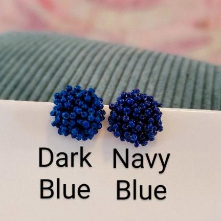 Navy Blue 15mm Small Seed Bead Topper, 1 Pair, Seed Bead #9