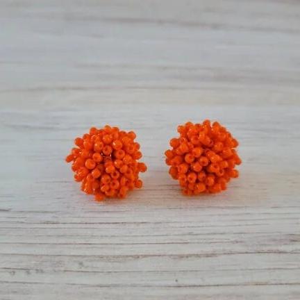 True Orange 15mm Small Seed Bead Topper, 1 Pair, Seed Bead #7