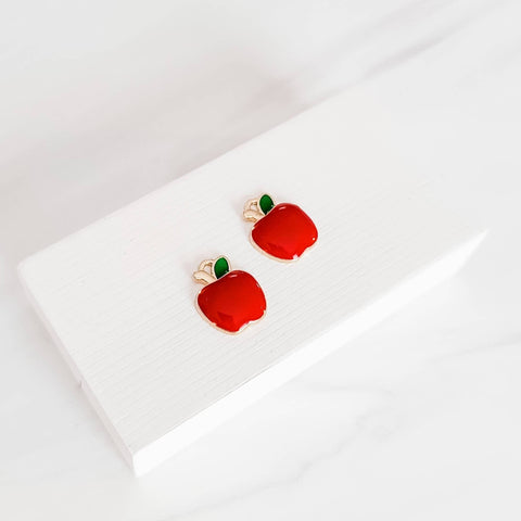 Petite Red Apple Gold-Plated Enamel Charms, 10 Pieces, Charm #16