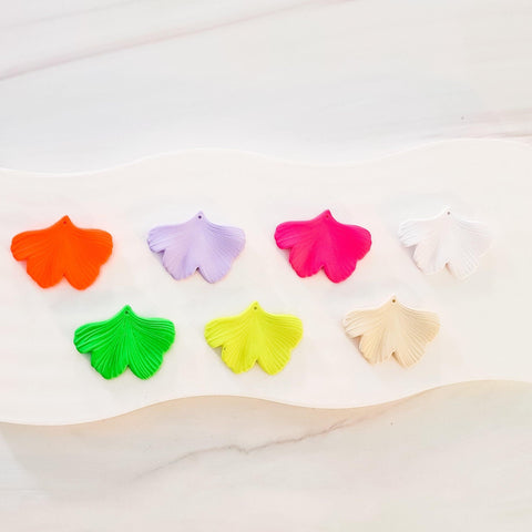 Neon Orange Ginkgo Leaf Pendants, 10 Pieces, Ginkgo #26