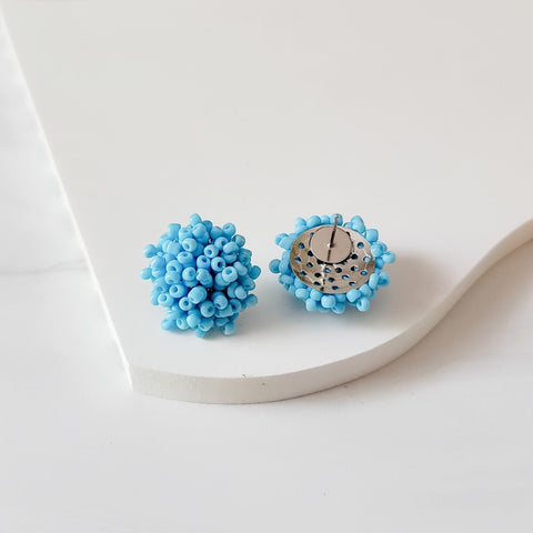 Sky Blue 15mm Small Seed Bead Topper, 1 Pair, Seed Bead #12