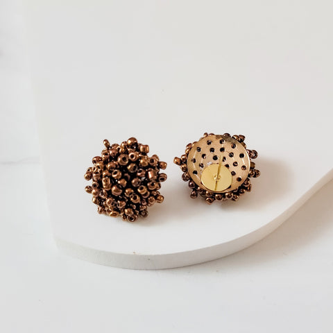Metallic Bronze 15mm Small Seed Bead Topper, 1 Pair, Seed Bead #19