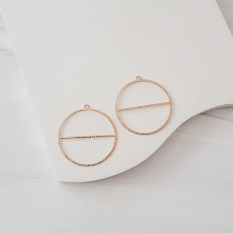 Gold Split Circle 1-Hole Brushed Brass Pendant, 10 Pieces, Charm #52