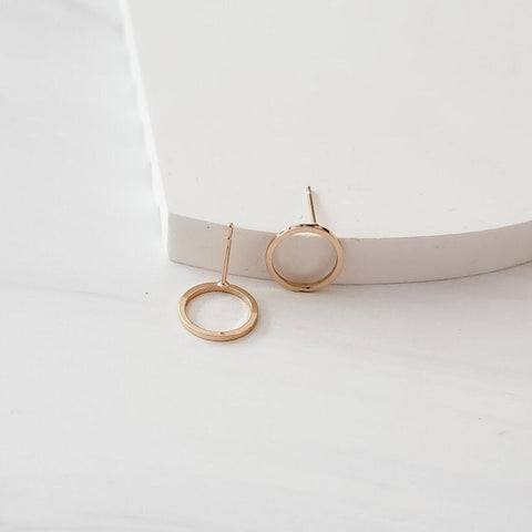 Gold Minimalist Open Circle Brass 12mm Stud Earring Findings, 10 Pieces, Stud #88