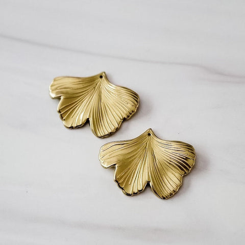 Metallic Antique Gold Ginkgo Leaf Pendants, 10 Pieces, Ginkgo #24