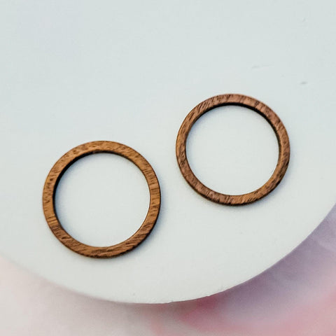 Walnut Wooden 25mm Circle Linking Rings, 10 Pieces, Wood #46