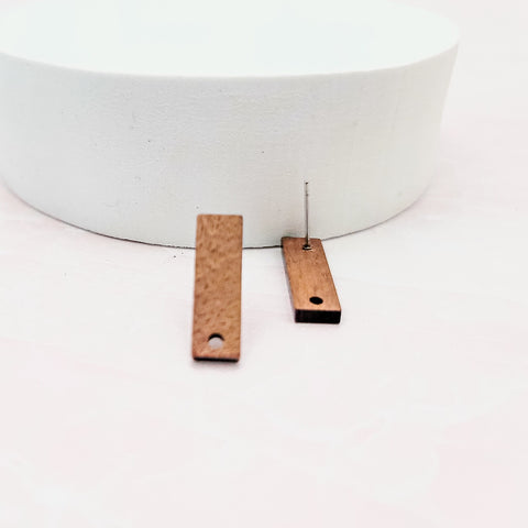 Walnut Wooden Tall Rectangle Studs, 10 Pieces, Wood #22