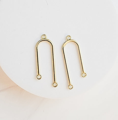 Gold Asymmetrical Alloy Arches, 10 Pieces, Connector #80