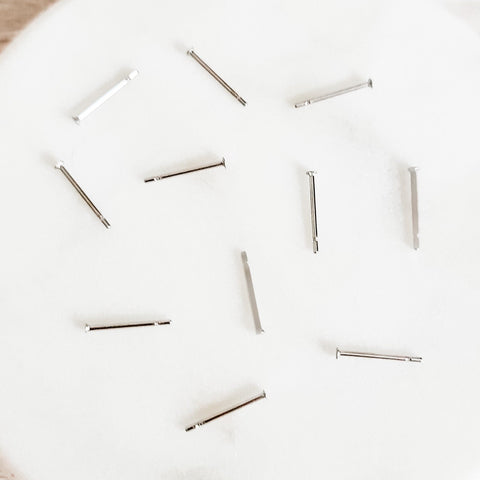 Bulk 1.5mm Silver Stainless Steel Regular Flat Pad Earring Posts, 100 Pieces, Stud #48