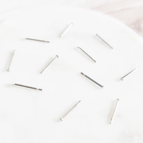 Bulk 1.5mm Silver Stainless Steel Regular Flat Pad Earring Posts, 100 Pieces, Stud #48