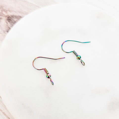 Rainbow Classic Forward-Facing Stainless Ear Wires, 20 Pieces, Earring Hook #48