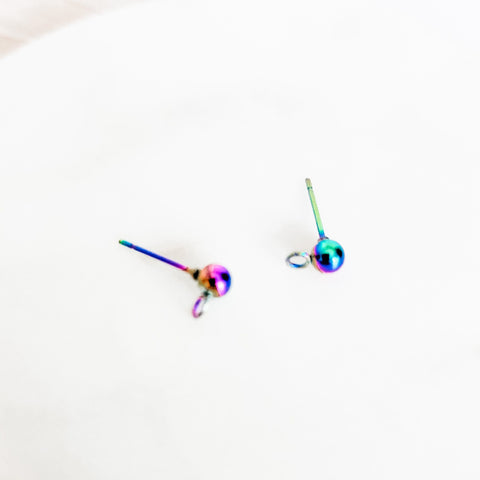 Rainbow Large Ball Stud Posts Stainless Steel (8mm), 10 Pieces, Stud #43