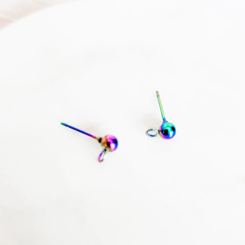 Rainbow Regular Ball Stud Posts Stainless Steel (5mm), 10 Pieces, Stud #42