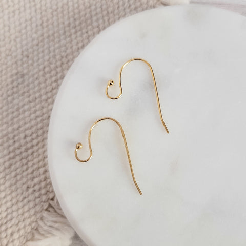Ball Style Large Loop Gold Ear Wires Stainless Steel, 20 Pieces, Earring Hook #51
