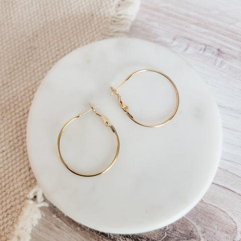Premium Gold 30mm Leverback Stainless Steel Hoop (1.2mm Wide), 10 pieces, Hoop #49