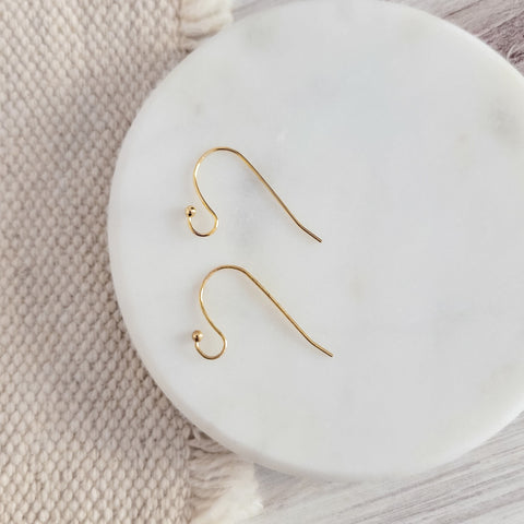 Ball Style Large Loop Gold Ear Wires Stainless Steel, 20 Pieces, Earring Hook #51