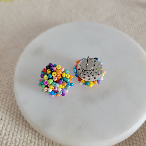 Bold Rainbow 15mm Small Seed Bead Topper, 1 Pair, Seed Bead #74