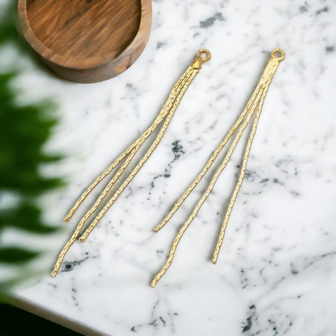 Gold Brass Triple Chain Pendant, 10 Pieces (3 Strands Per Piece), Charm #82