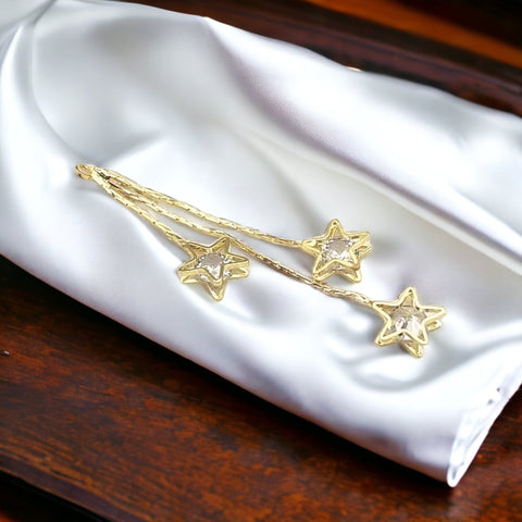 Gold Star Chain Cubic Zirconia Charms, 10 Pieces, Charm #78