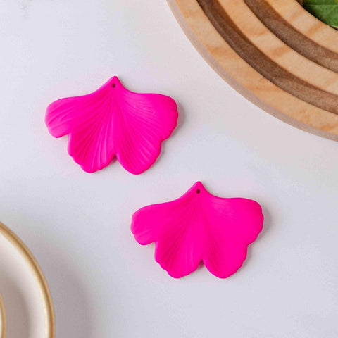 Neon Pink Ginkgo Leaf Pendants, 10 Pieces, Ginkgo #30