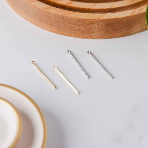 33mm Silver Stainless Steel Bar Pendant Connectors, 10 Pieces, Charm #66