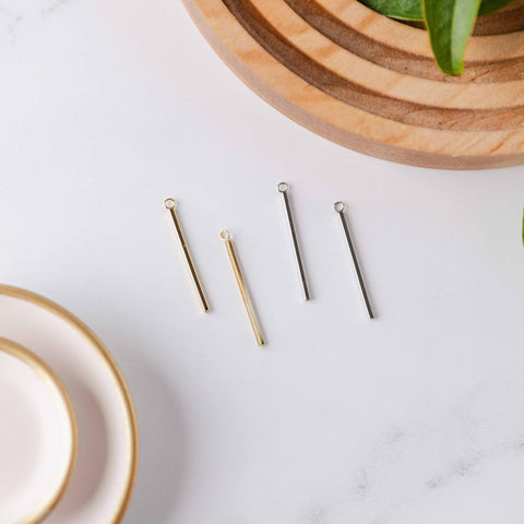 33mm Gold Stainless Steel Bar Pendant Connectors, 10 Pieces, Charm #65