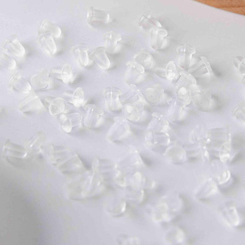 Bulk Bullet Style 6x5mm Clear Silicone Earring Backs, 200 Pieces, Back #1
