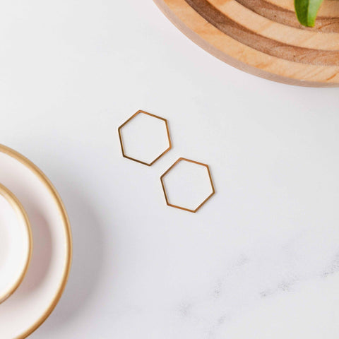 Gold Stainless Steel Hexagon Linking Rings (Smooth), 10 Pieces, Connector #26