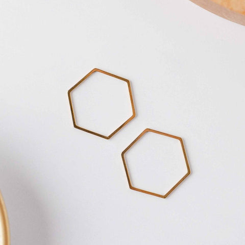 Gold Stainless Steel Hexagon Linking Rings (Smooth), 10 Pieces, Connector #26