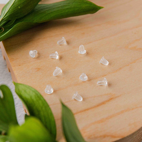 Bulk Bullet Style 6x5mm Clear Silicone Earring Backs, 200 Pieces, Back #1