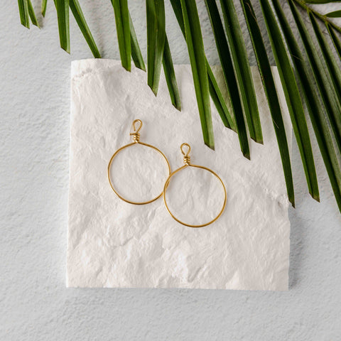 Gold Stainless Steel Round Fringe Hoop, 2 Pieces, Connector #69