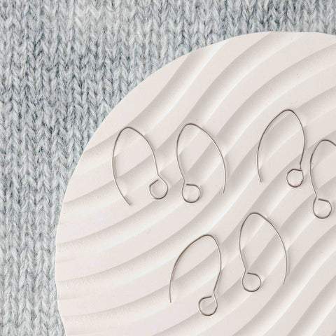 Silver Large Loop V Ear Wires (5mm Surgical Stainless Steel Marquise Hooks), 20 Pieces, Earring Hook #58