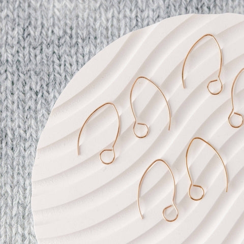 Rose Gold Large Loop V Ear Wires (5mm Surgical Stainless Steel Marquise Hooks), 20 Pieces, Earring Hook #59