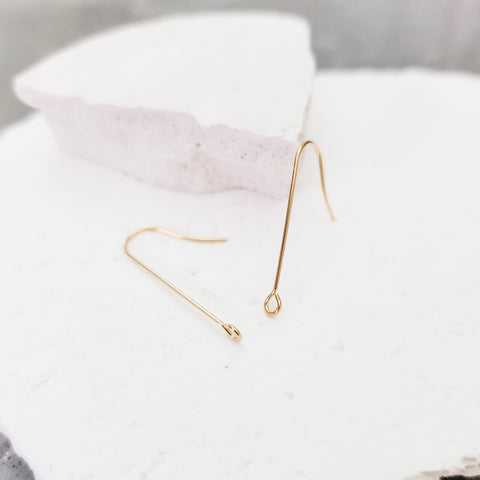 Gold 40mm Elongated Forward-Facing Stainless Steel Ear Wires 20 Pieces, Earring Hook #19