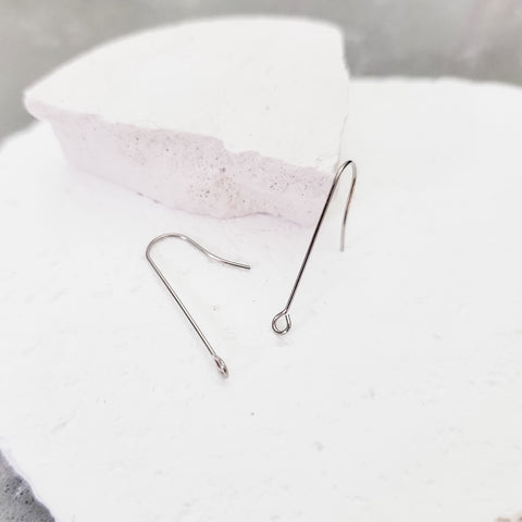 Silver 28mm Elongated Forward-Facing Stainless Steel Ear Wires 20 Pieces, Earring Hook #22