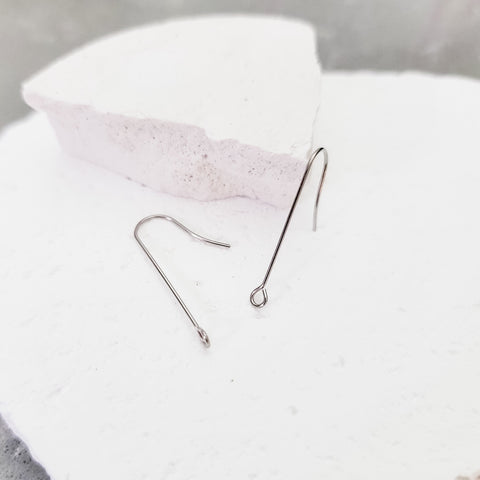 Silver 40mm Elongated Forward-Facing Stainless Steel Ear Wires 20 Pieces, Earring Hook #20