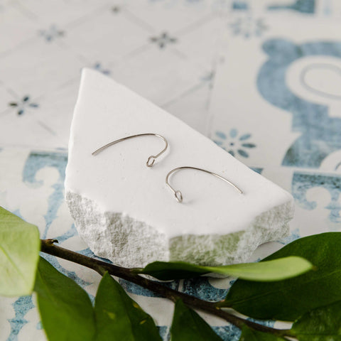Silver Modern Forward-Facing Stainless Steel Ear Wires, 20 Pieces, Earring Hook #28