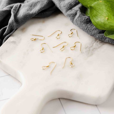 Large Loop Gold Flat French 4.5mm Stainless Steel Ear Wires, 20 Piece, Earring Hook #66