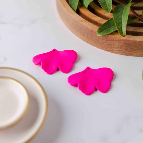 Neon Pink Ginkgo Leaf Pendants, 10 Pieces, Ginkgo #30