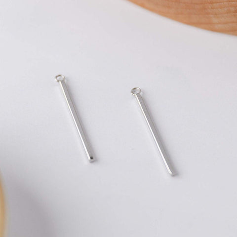 43mm Silver Stainless Steel Bar Pendant Connectors, 10 Pieces, Charm #75
