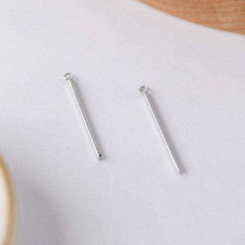 33mm Silver Stainless Steel Bar Pendant Connectors, 10 Pieces, Charm #66