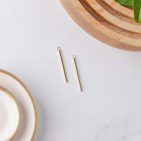 33mm Gold Stainless Steel Bar Pendant Connectors, 10 Pieces, Charm #65