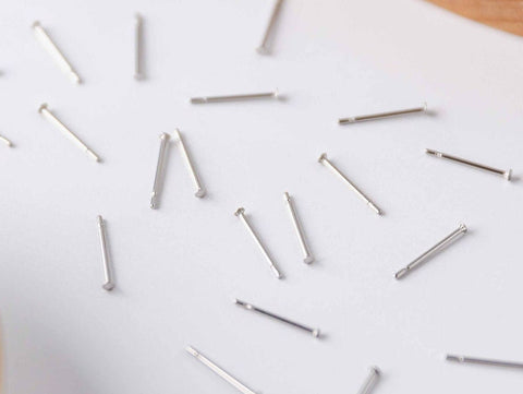 Bulk 1.5mm Silver Stainless Steel Regular Flat Pad Earring Posts, 100 Pieces, Stud #48